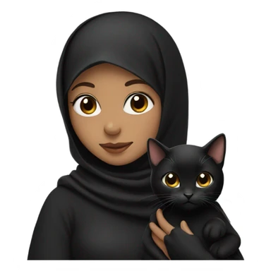girl with black hijab holding black cat sticker