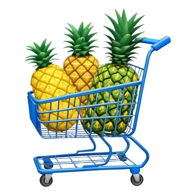 blue shopping cart with pineapples sticker