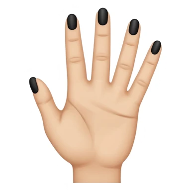 emoji icon of a human hand, slightly clenched, Each3 of 5 finger has a small black minimalist tattoo: 8 on the first finger, 1 on the middle finger, 2 on the third finger. Simple thin line tattoos, no shading. Flat emoji style, simplified hand shape, neutral skin tone, clean outlines,  sticker