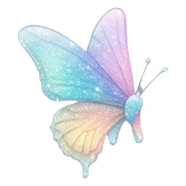 Pastel sparkly glittery shiny iridescent glass crystal butterfly sticker