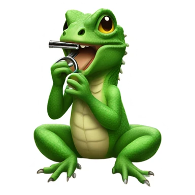 Lizard playing harmonica  sticker