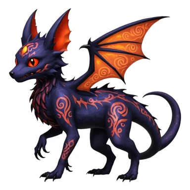 Shiny Fiery Dark Ugly Evil Realistic Glowing Eldritch Horror Cool Edgy Badass Emo Demonic Batty Dusky Ethereal Punky Aural Bioluminescent Hideous Canine-Litten-Amaura-Salandit-Noibat-Flareon-Fakémon-fusion (full body) with intricate pattern markings sticker