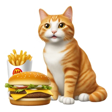 Orange cat eating mcdonald’s  sticker