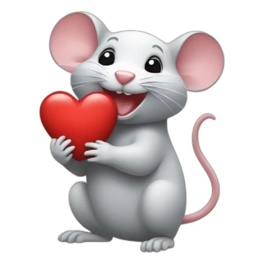 happy rat with a heart in it's hand sticker