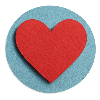 heart shape, paper craft style, with a blue background sticker