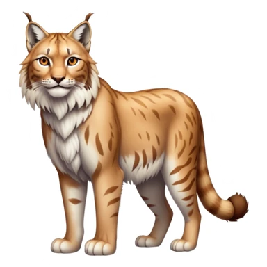 Lynx, full body in the style of the apple tiger and lion, realistic, friendly, snow sticker