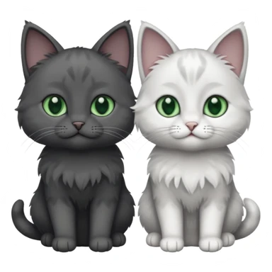 2 different coloured small cats including one dark grey and white cat and one completely solid dark grey cat with green eyes and only white paws sticker