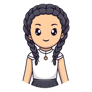 black braided hair with silver rings sticker