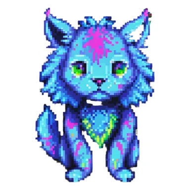 Neon Fantasy Furry-Fakémon-Creature with splash markings (full body) sticker