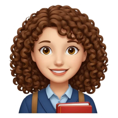 woman student , curly hair sticker