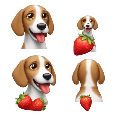 Dog eating strawberry ￼ sticker