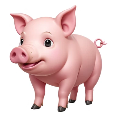 cinematic-[realistic pig]-realistic-full-body-standing-emoji,-tail-flicking-lazily,-head-tilted-dramatically,-sleek-[pink]-skin,-simplified-yet-realistic-focused-features,-highly-detailed,-glowing-with-an-almost-sarcastic-glow sticker
