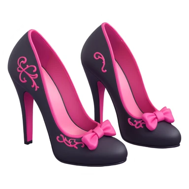 BLACKPINK-inspired gothic shoes, no hearts, black and pink, cute  sticker