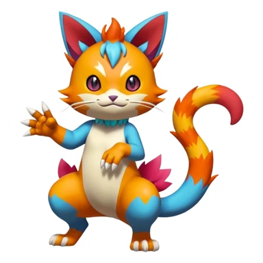 Sprigatito-Floragato-Meowscarada-Torracat-Pokémon-Fakémon-hybrid-fusion-creature (full body) sticker