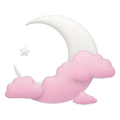 White Crescent moon and pink clouds sticker