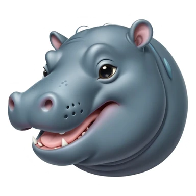 Cinematic Cute Yawning Hippo Portrait Emoji, Head tilted slightly with a dramatic, wide-open yawn, showcasing a soft, smooth slate-gray hide with gently drooping ears, round eyes barely open in drowsy contentment, Simplified yet irresistibly adorable features, highly detailed, glowing with a soft, cozy glow, high shine, relaxed yet expressive, stylized with a touch of aquatic charm, bright and endearing, soft glowing outline, capturing the essence of a sleepy yet affectionate hippo, so drowsy it feels like it could stretch out of the screen and curl up for a nap! sticker