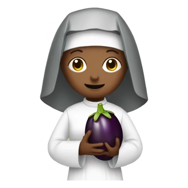 nun holding an eggplant in hands sticker