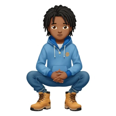 African American boy with short black dreadlocks wearing a Nike hoodie wearing denim skinny jeans and timberland boots with his hands folded across chest sticker