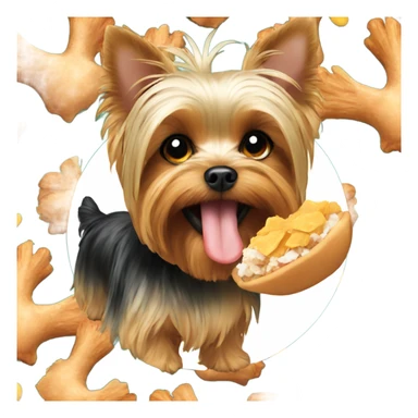 Yorkie eating chicken sticker