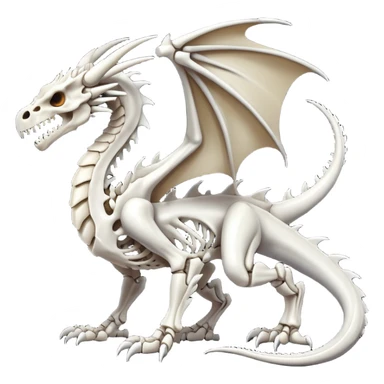 An epic shiny cool edgy skeletal bone dragon, full body sticker