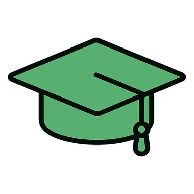 green graduation cap, minimal, modern style sticker