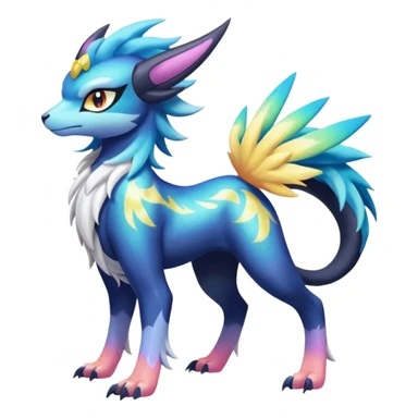 Shiny Sunny furry neon colorful scaly painted Asian pastel-gradient Absol-Meloetta-Solgaleo-Luxray-Suicune-fusion sticker