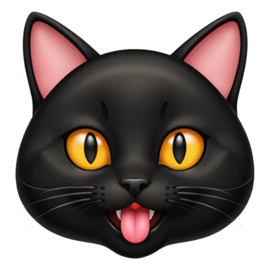 A real black cat with its tongue out sticker