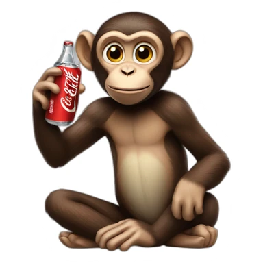 Monkey holding coca cola sticker