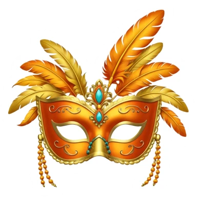 masquerade mask with yellow and orange feathers sticker