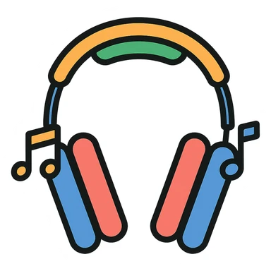 Add music notes to the AirPods MAX headphones in color outline icon style. sticker