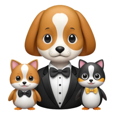 Mother Cat,Grandpa dog and peinguin kid sticker