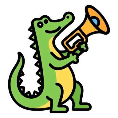 Crocodile playing a bombardino brass instrument sticker