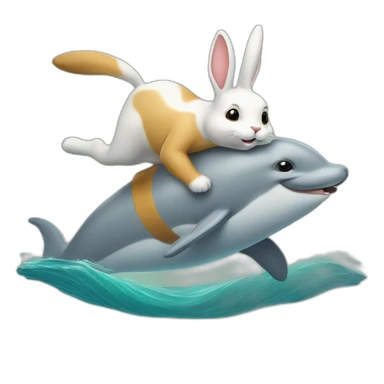 Lapin sur un dophin sticker