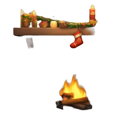 New Year's cozy fireplace sticker