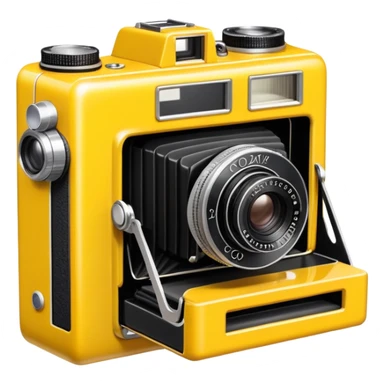 Vintage Kodak camera with bright yellow casing, classic retro design sticker