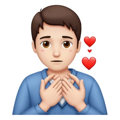 person making broken heart hands sticker