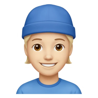 Mavi şapkalı gülen yüz sticker