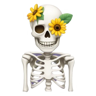 skeleton with flower sticker