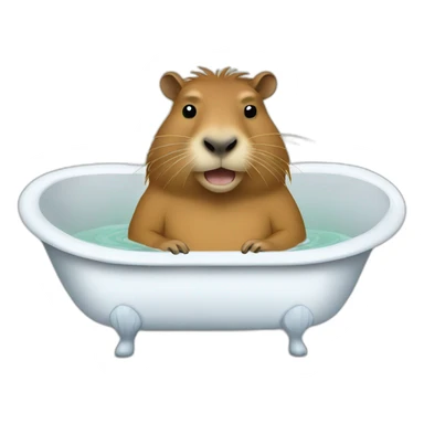 Capybara in a bathtub, holding a Macbook in his paws sticker