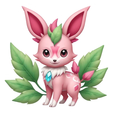 Rosy floral romantic cute kawaii pastel Ivy-Scizor-Sylveon-Leafeon-Pokémon-Digimon-Fakémon-hybrid-fusion-creature sticker