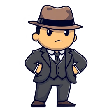 gangster character wearing a fedora and suit, confident pose sticker
