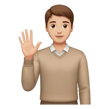 attractive man with brown hair, welcoming gesture with one hand sticker