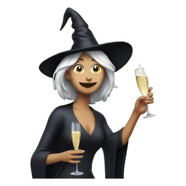 Witch Popping Champagne Bottle sticker