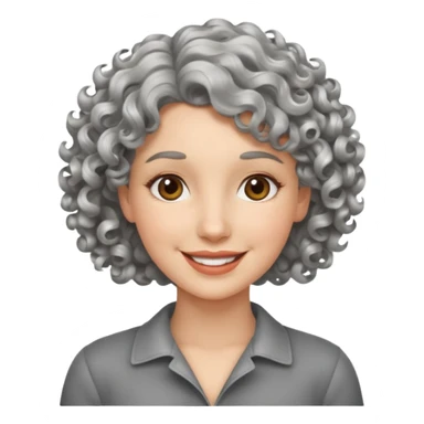 silver, short, wavy-haired with curls, smiling pretty lady, hopeful sticker