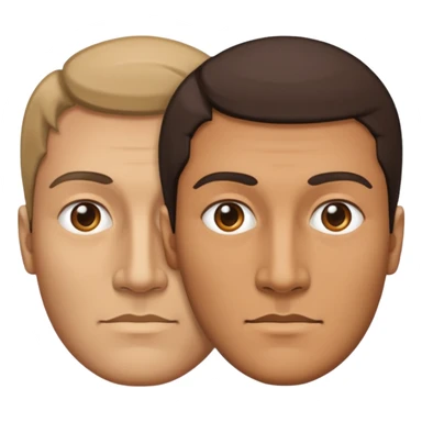 a man with two faces, half of the face looking right, half of the other part looking left sticker