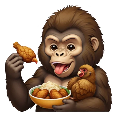 Gorilla eating chicken sticker