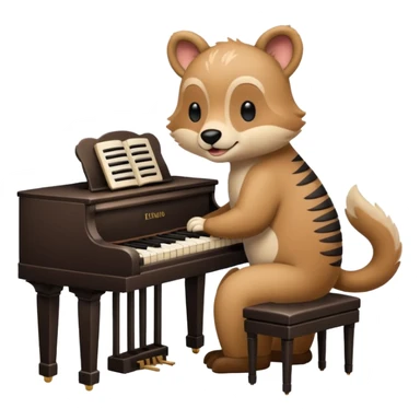 animal playing piano sticker