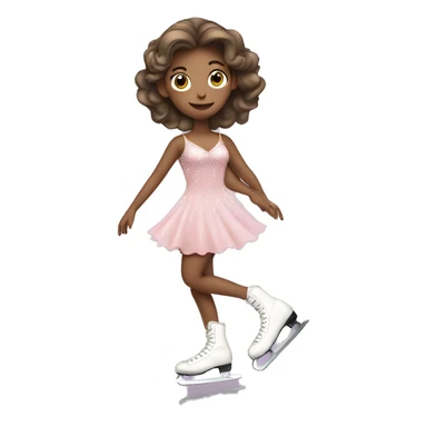 Girl Ice skating is with a pretty sparkly light pink dress sticker