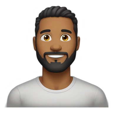 caramel brown skin male, black hair with a skin fade haircut, good beard, white teeth, black t shirt approximately 32 years old, good beard, chest up, confident sticker