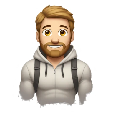 Buff white man with hoodie and brown hair holding a ton of eggs sticker